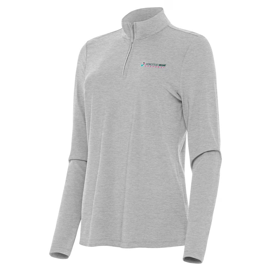 Women's Homestead-Miami Speedway Antigua Heather Black Bright Quarter-Zip Top