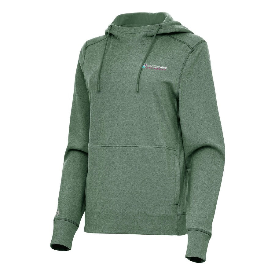 Women's Homestead-Miami Speedway Antigua Hunter Green Justice Pullover Hoodie