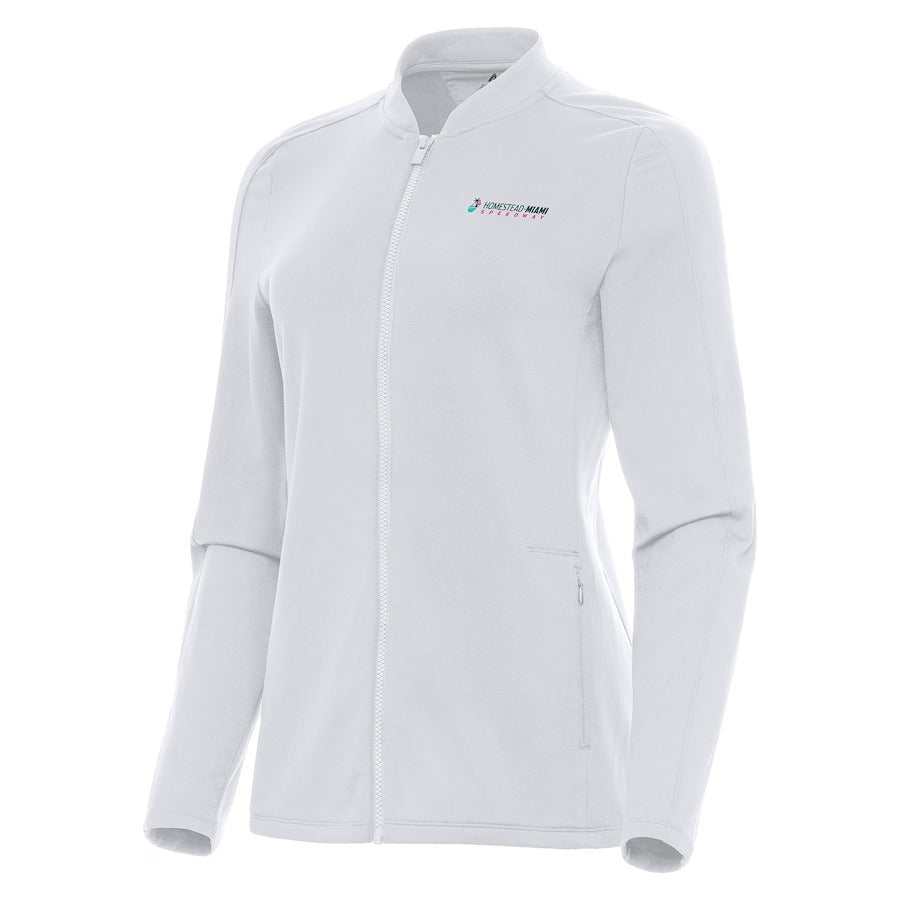 Women's Homestead-Miami Speedway Antigua White Continual Full-Zip Jacket