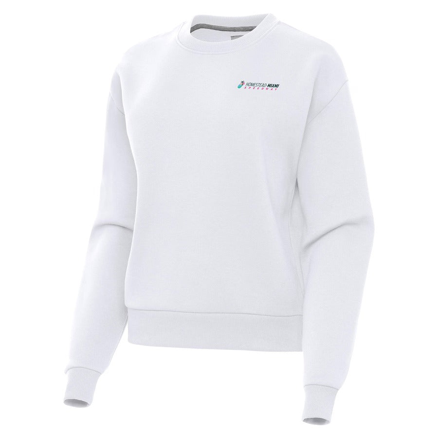 Women's Homestead-Miami Speedway Antigua White Victory Pullover Sweatshirt