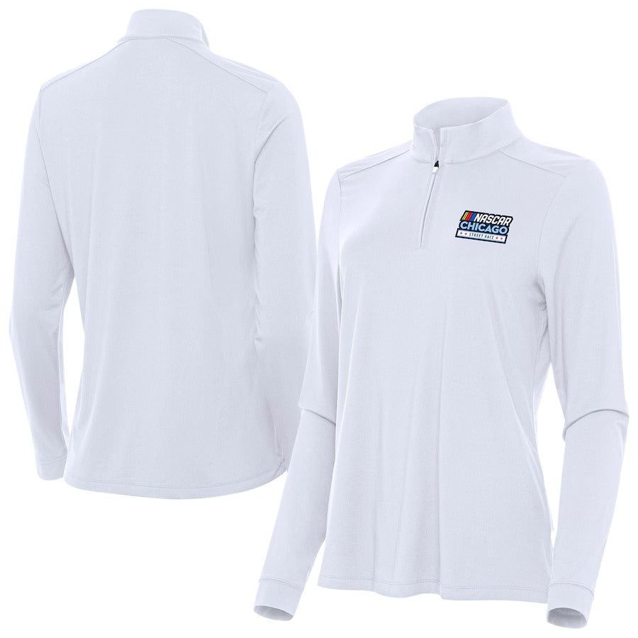 Women's NASCAR Chicago Street Race Antigua White Intent Quarter-Zip Top
