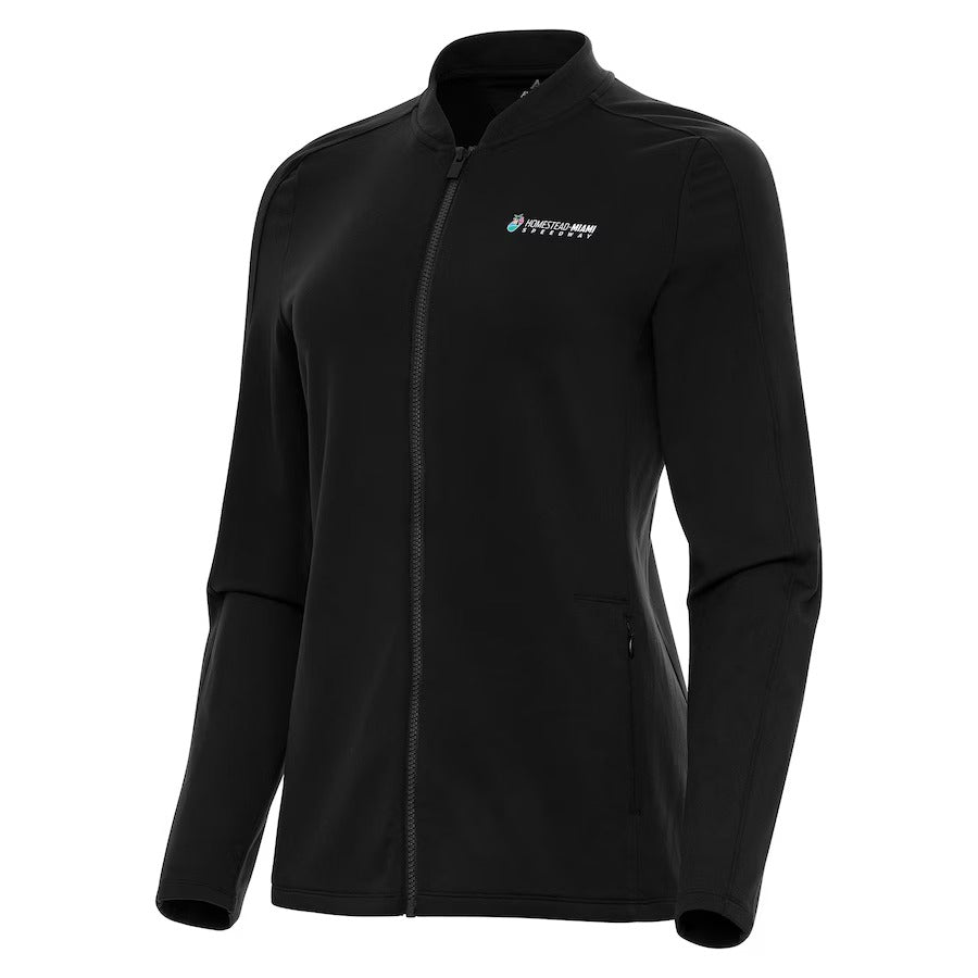 Women's Homestead-Miami Speedway Antigua Black Continual Full-Zip Jacket